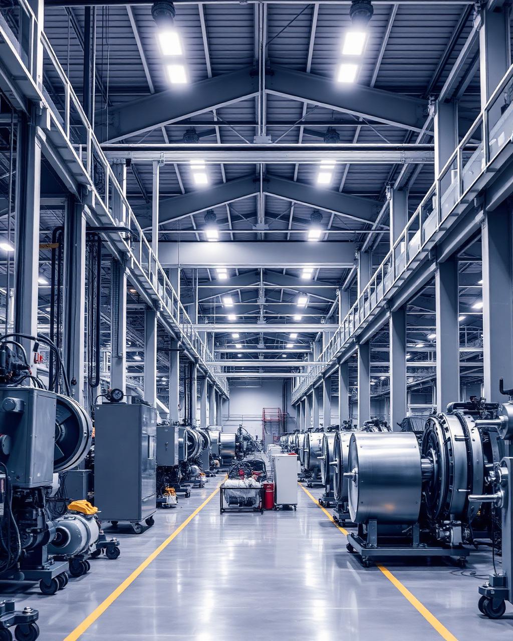 Manufacturing plant floor with machinery